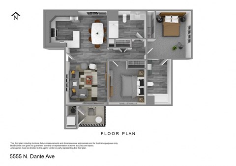 simulated floor plan of a 555 n dante ave floor plan